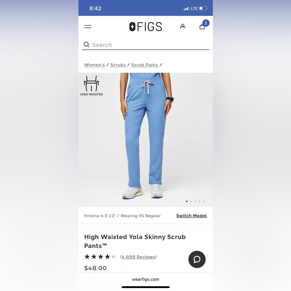 FIGS high waisted skinny yola scrub pant